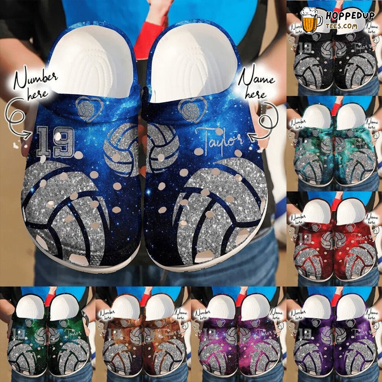 Volleyball Personalized Lovers Themed Comfort Clog Shoes for Sports Fans
