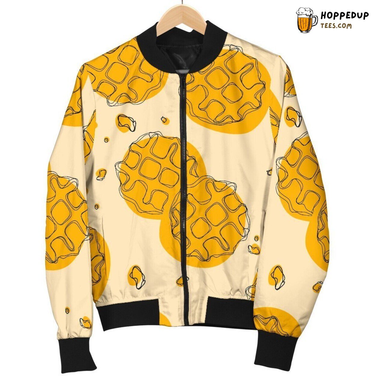 Waffle Inspired Design Men’s Bomber Jacket Breakfast Delight Art Display