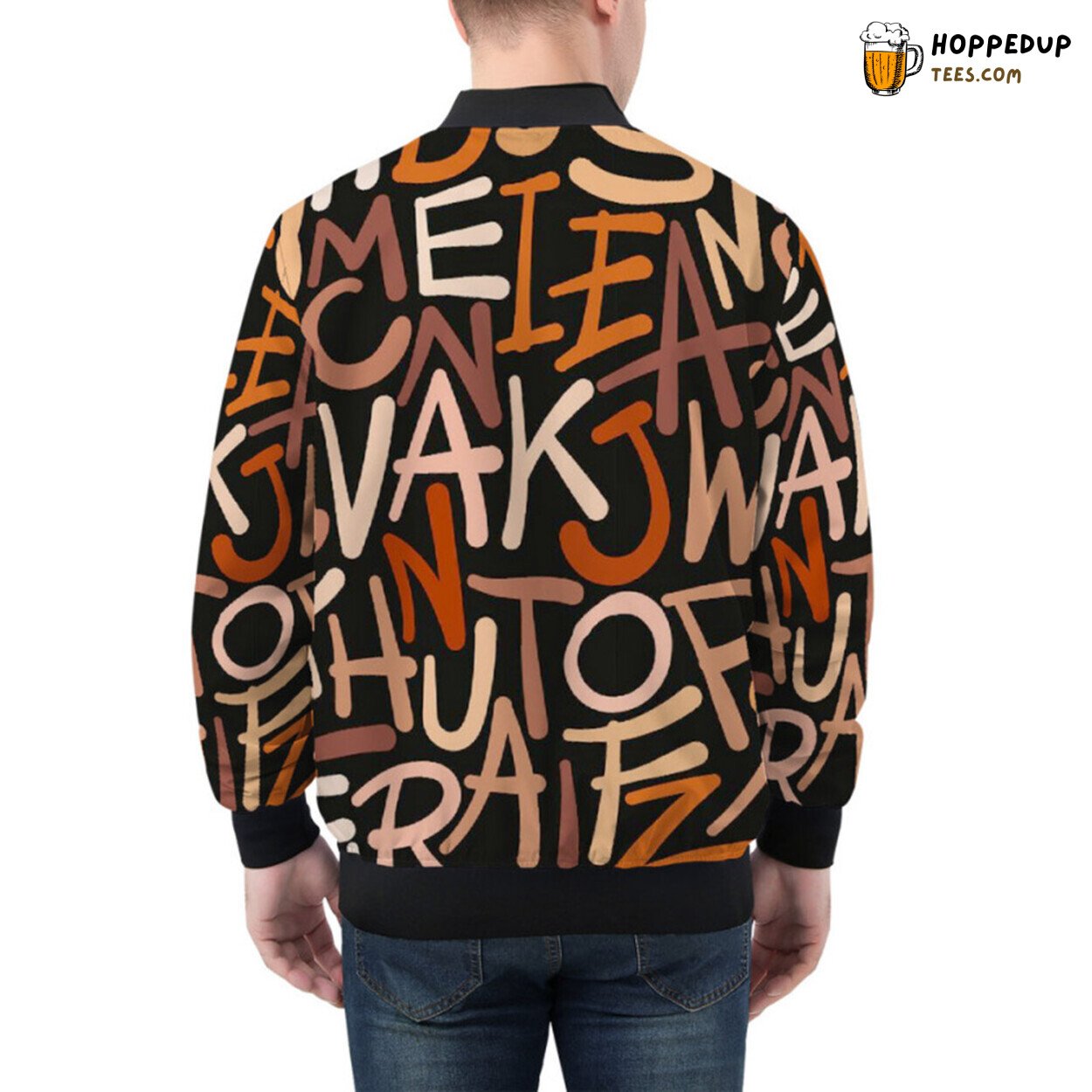 Warm Brown Hand Drawn Letters Featured Bomber Jacket
