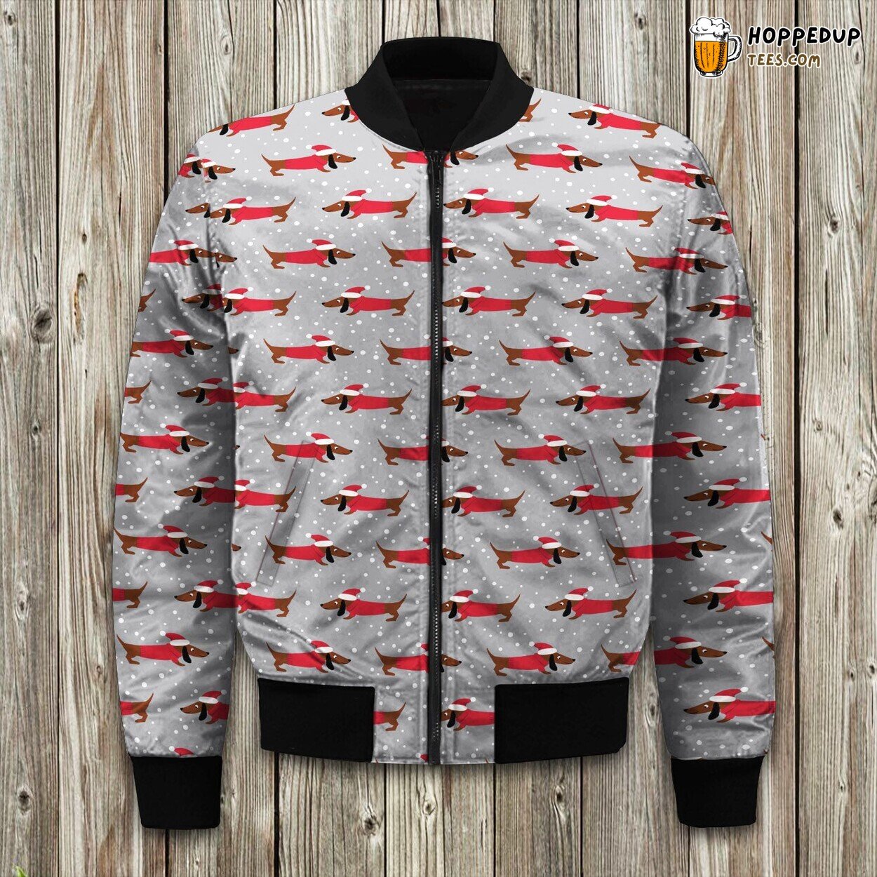 Warm Comfort Winter Bomber Jacket Dachshund Christmas Elegance Luxurious Design