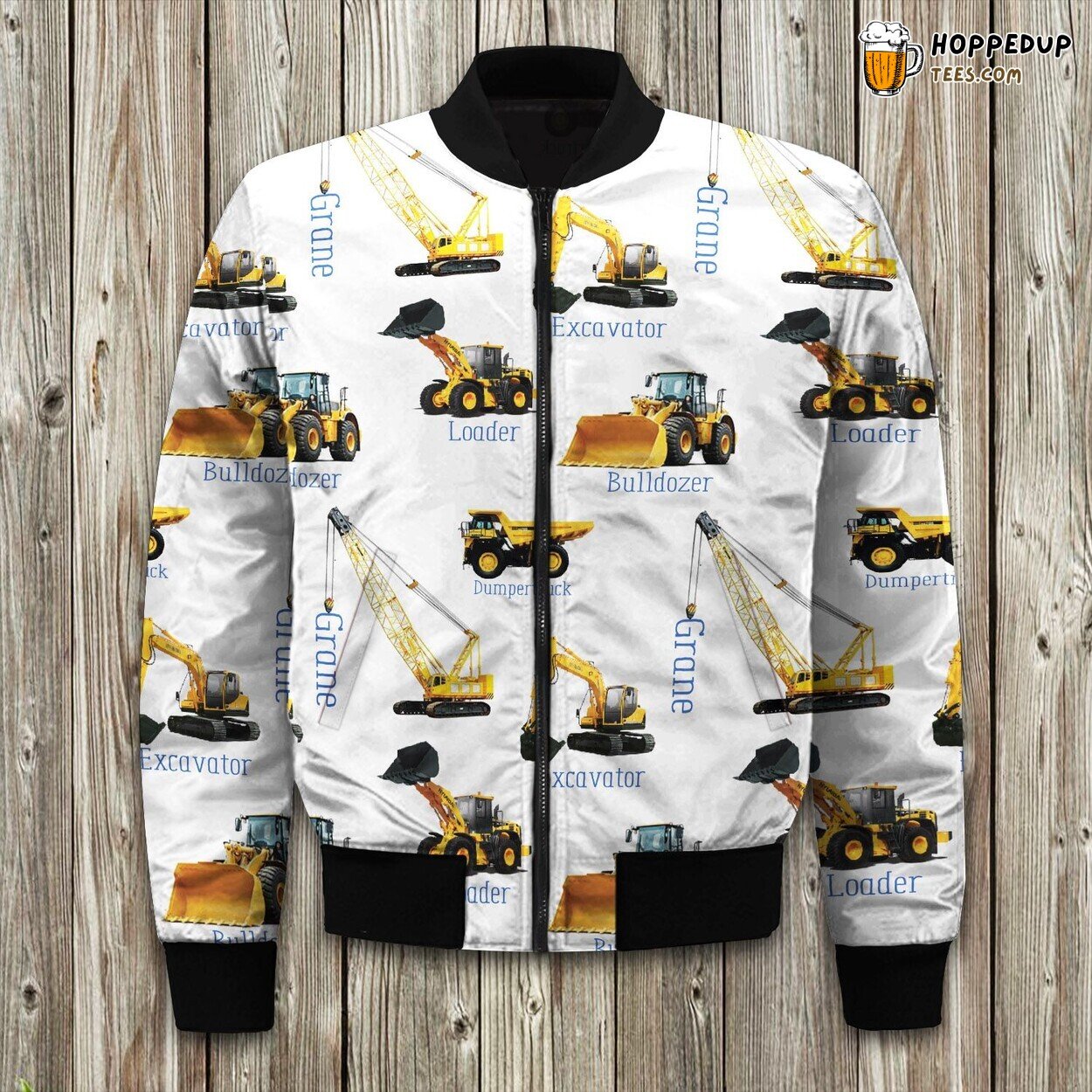 Warmth Comfort Bomber Jacket Winter Series Construction Truck Theme Elegance