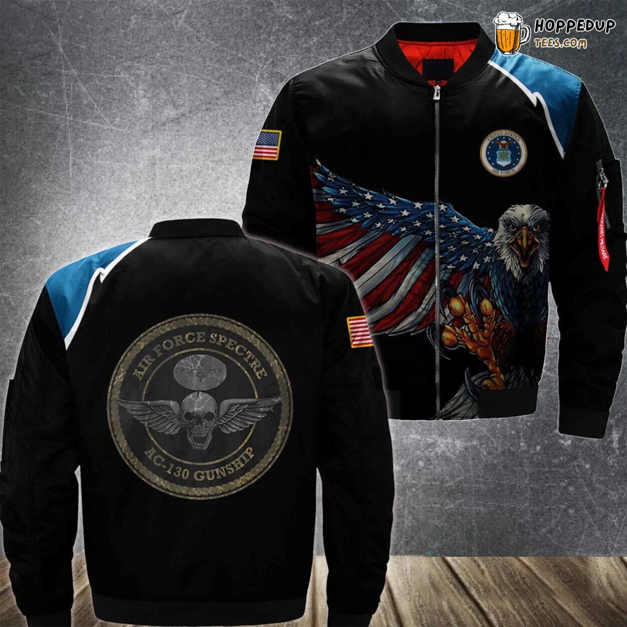 Warner Robbins Museum AC130 Spectre Winged Skull Air Force Bomber Jacket