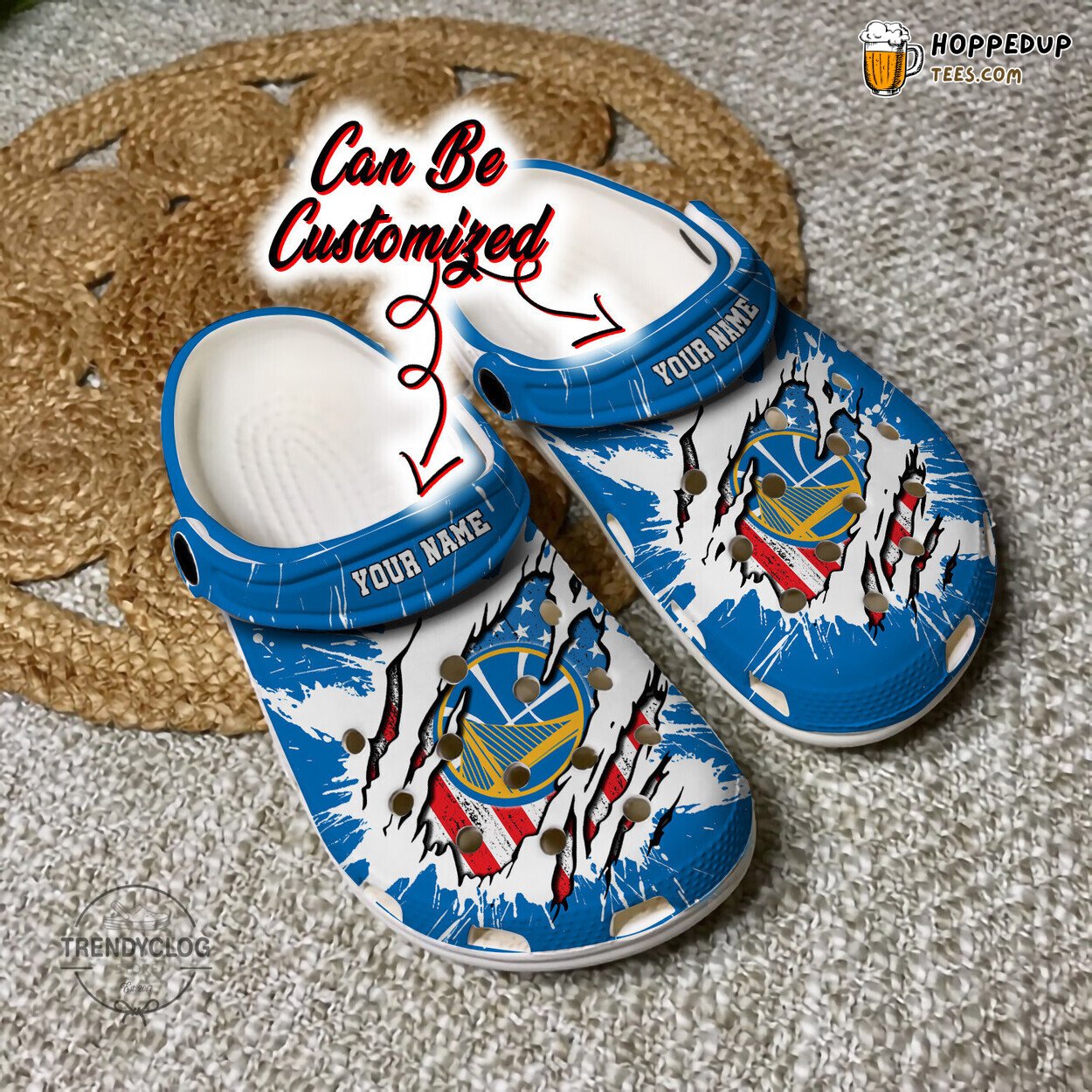 Warriors Basketball Flag Personalized Unique Comfortable Clog Shoes