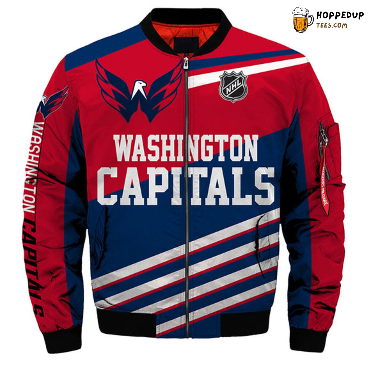 Washington Capitals Men 3D Full-zip Bomber Jacket Series Classic Look Design