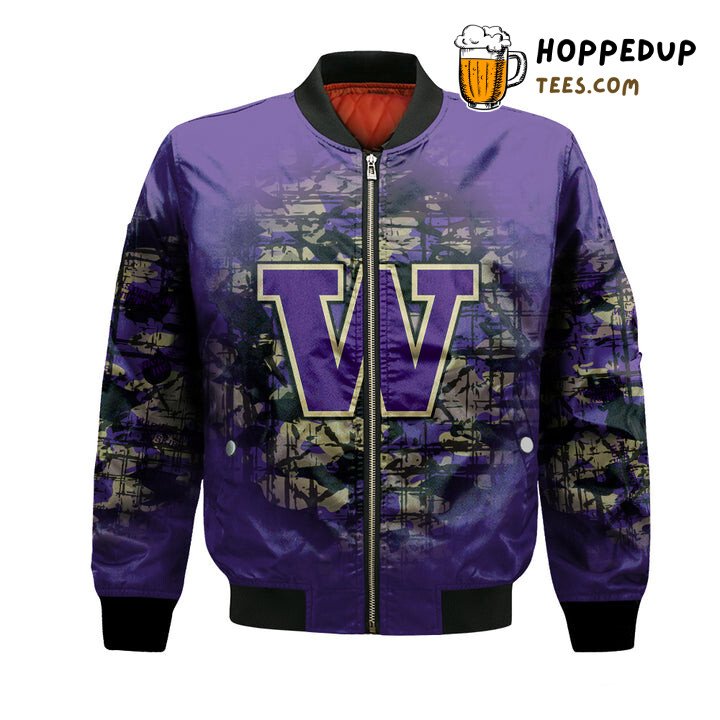 Washington Huskies NCAA Purple Gold Bomber Jacket with Custom Text