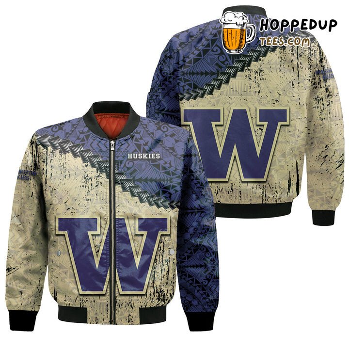 Washington Huskies NCAA Purple Gold Vibrant Bomber Jacket Look Washington Huskies NCAA Purple Gold Vibrant Bomber Jacket Look
