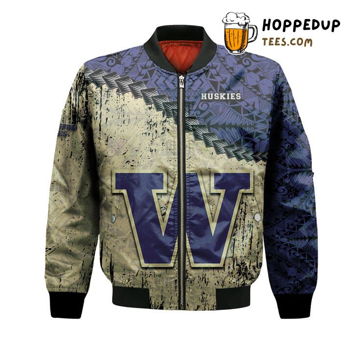 Washington Huskies NCAA Purple Gold Vibrant Bomber Jacket Look
