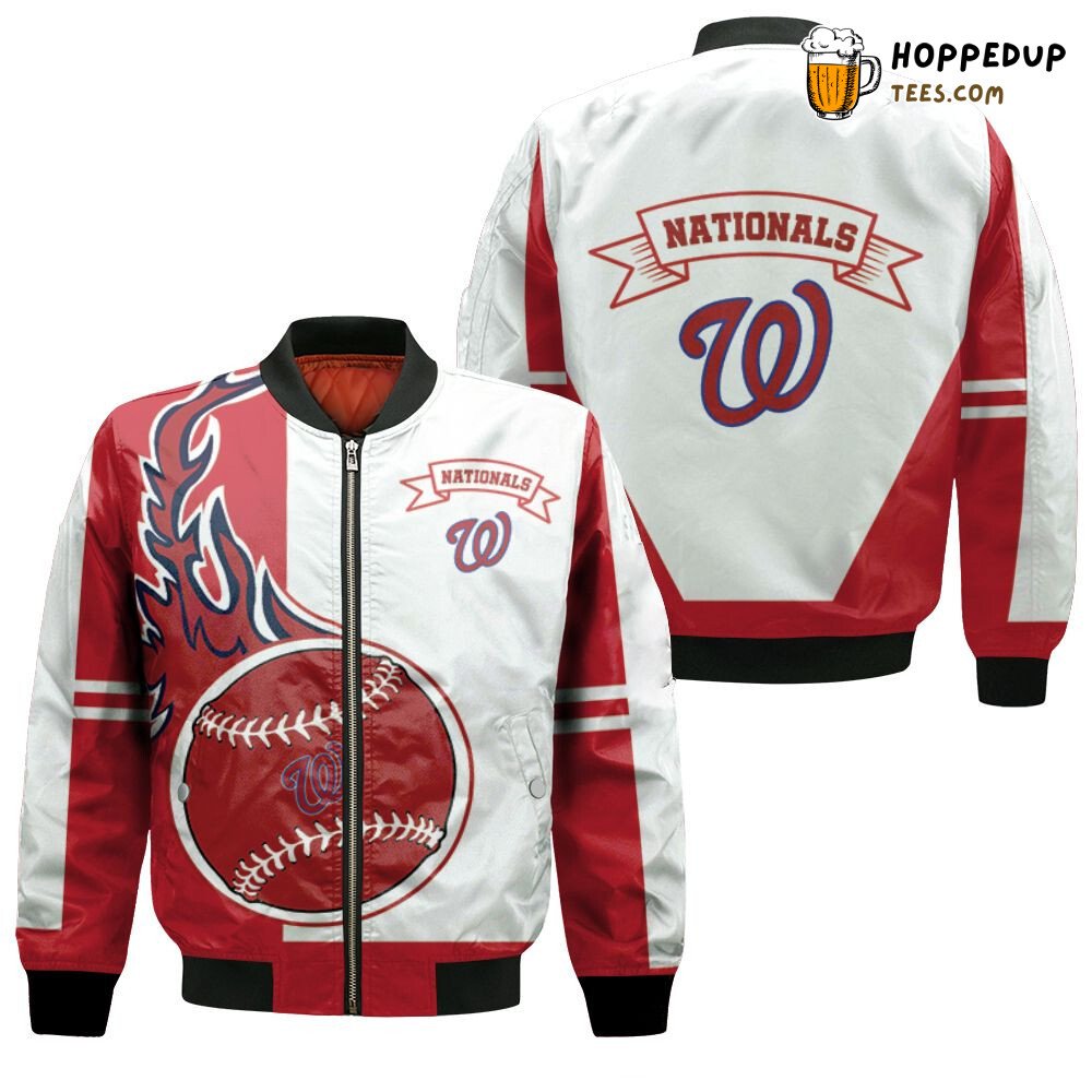 Washington Nationals MLB Red White Varsity Bomber Jacket Line