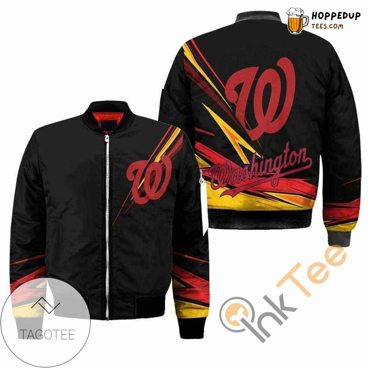 Washington Nationals MLB Solid Black Elite Bomber Jacket Trim