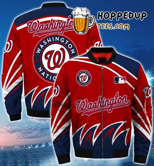 Washington Nationals Patriotic Red Blue MLB Bomber Jacket Line