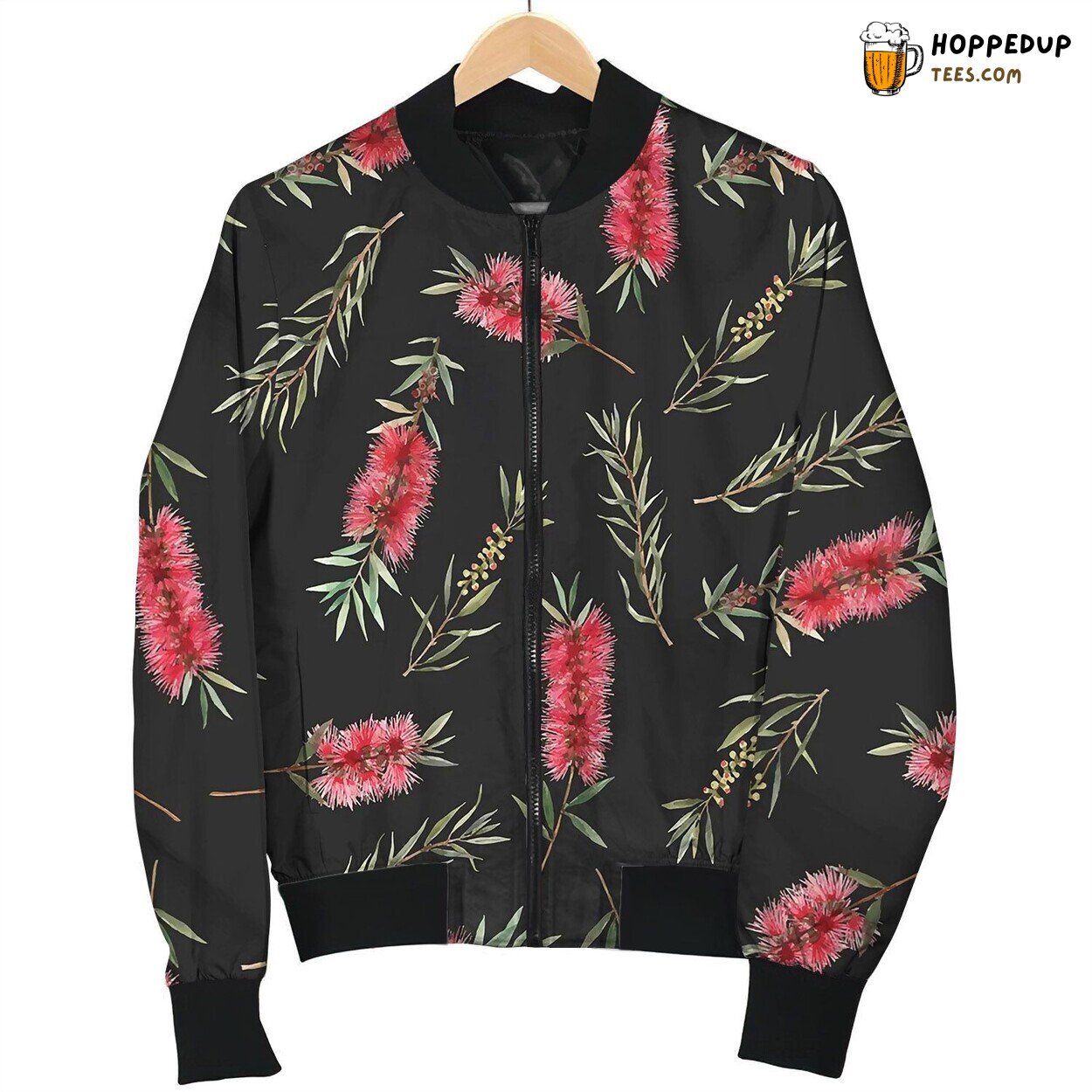 Watercolor Australian Callistemon Seamless Bomber Jacket