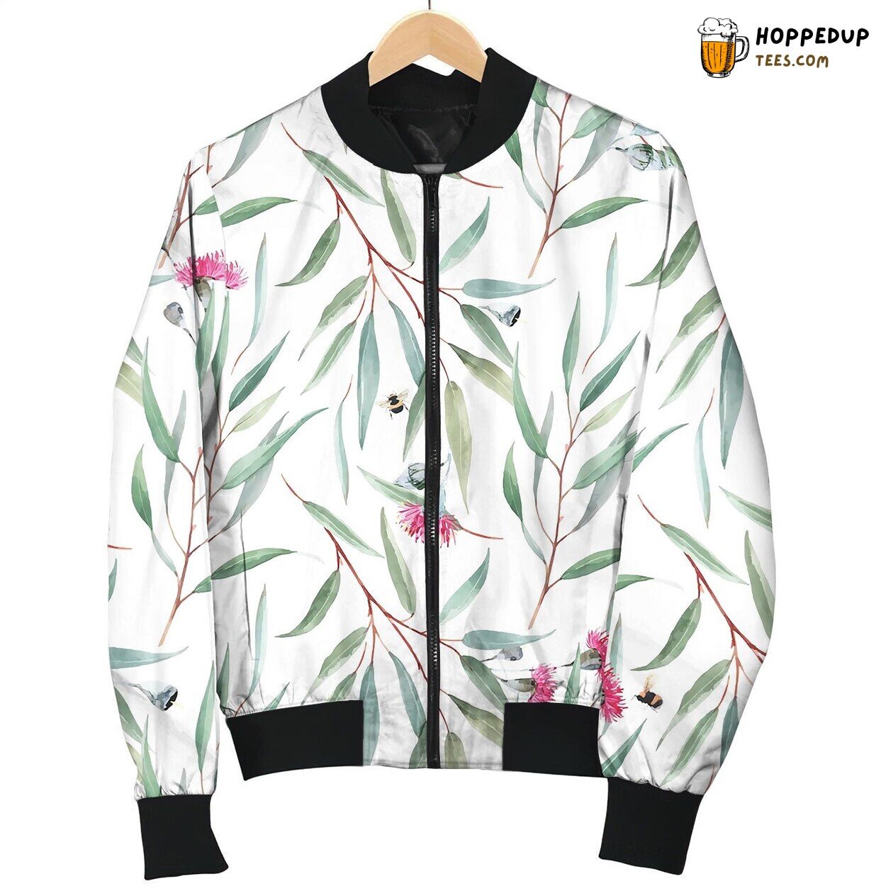Watercolor Australian Floral Pattern Bomber Jacket