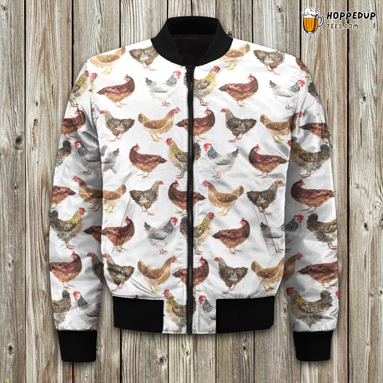 Watercolor Chickens Chicken Bomber Jacket