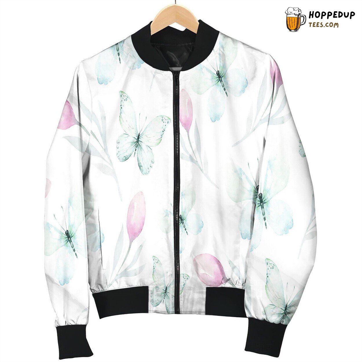 Watercolor Colorful Butterflies Isolated On White Bomber Jacket