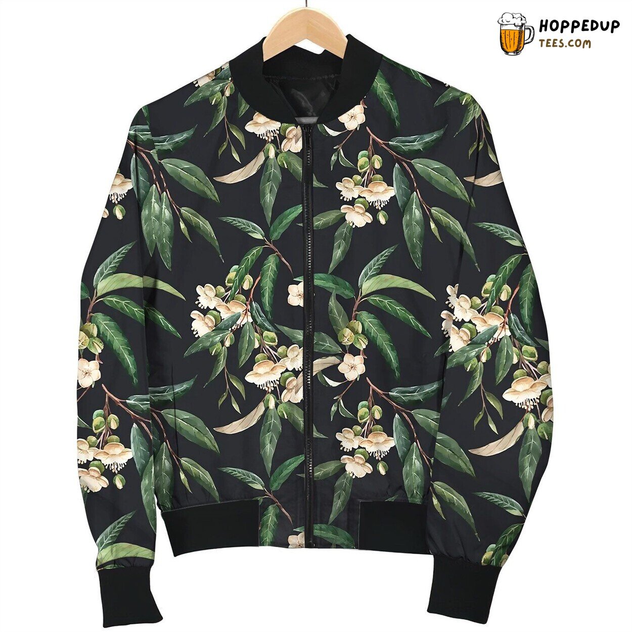 Watercolor Durian Tropical Seamless Pattern Bomber Jacket