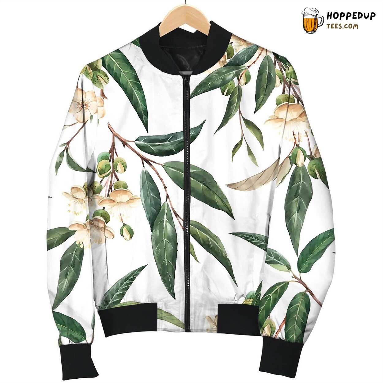 Watercolor Durian Tropical Seamless Pattern Love Bomber Jacket