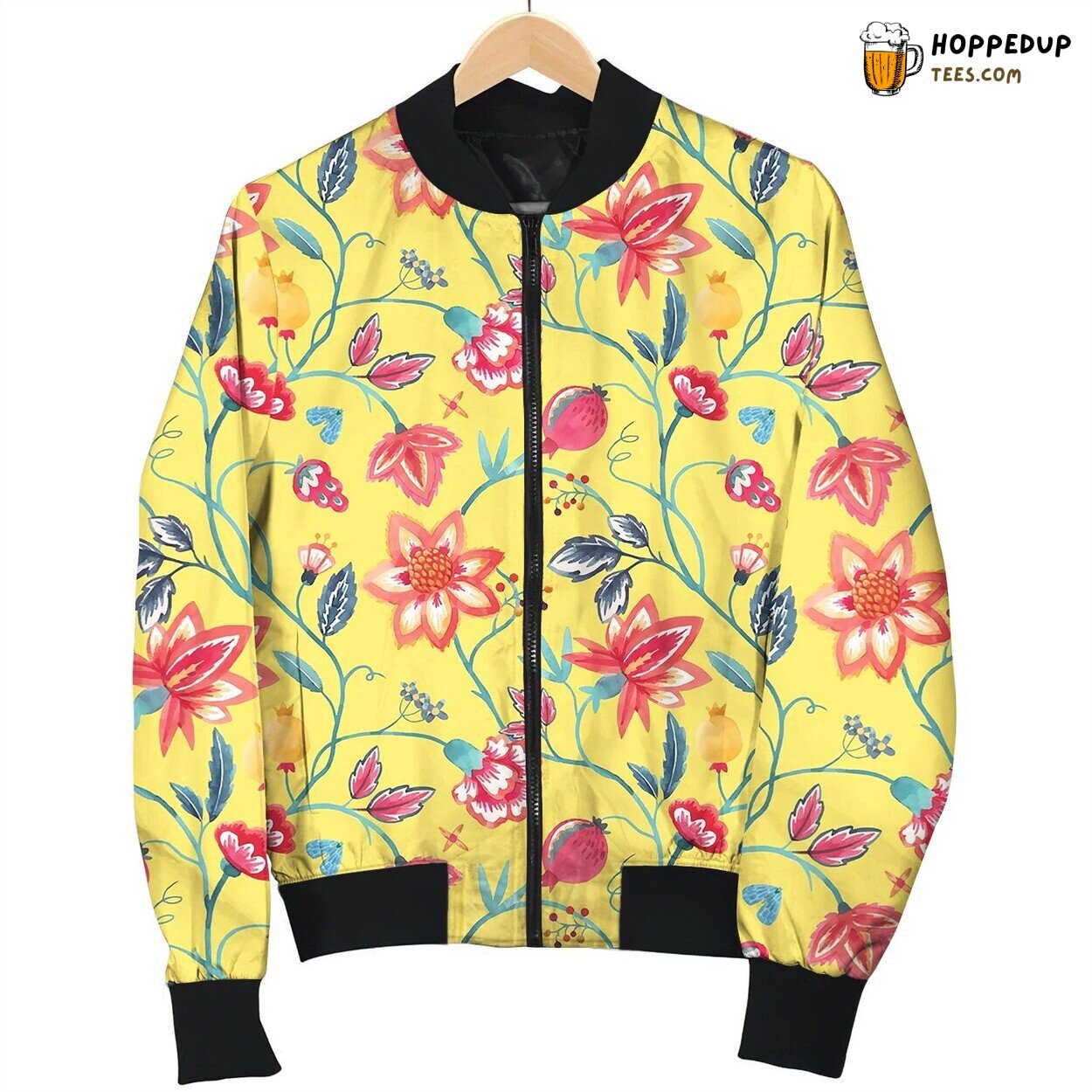 Watercolor Floral Pattern Love Bomber Jacket