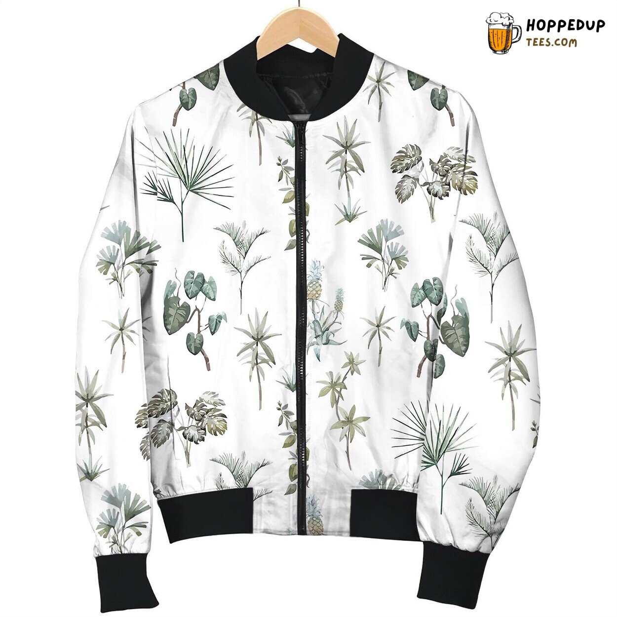 Watercolor Floral Tropical Pattern Bomber Jacket