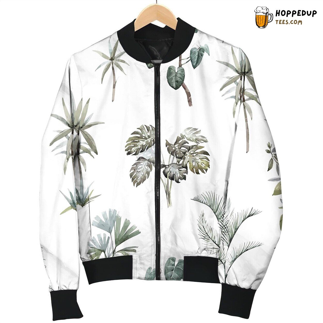 Watercolor Floral Tropical Pattern Happy Bomber Jacket