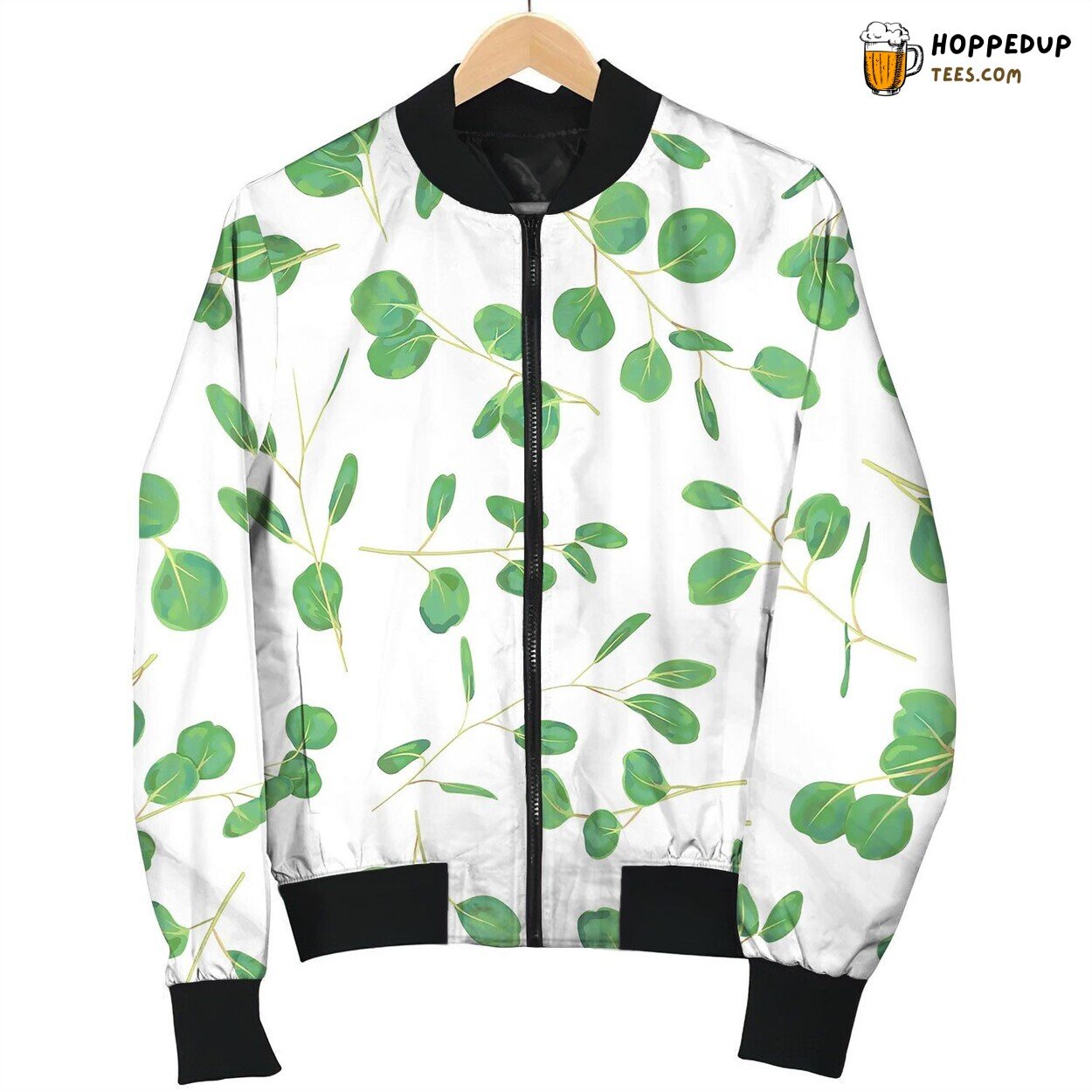 Watercolor Green Floral Seamless Bomber Jacket