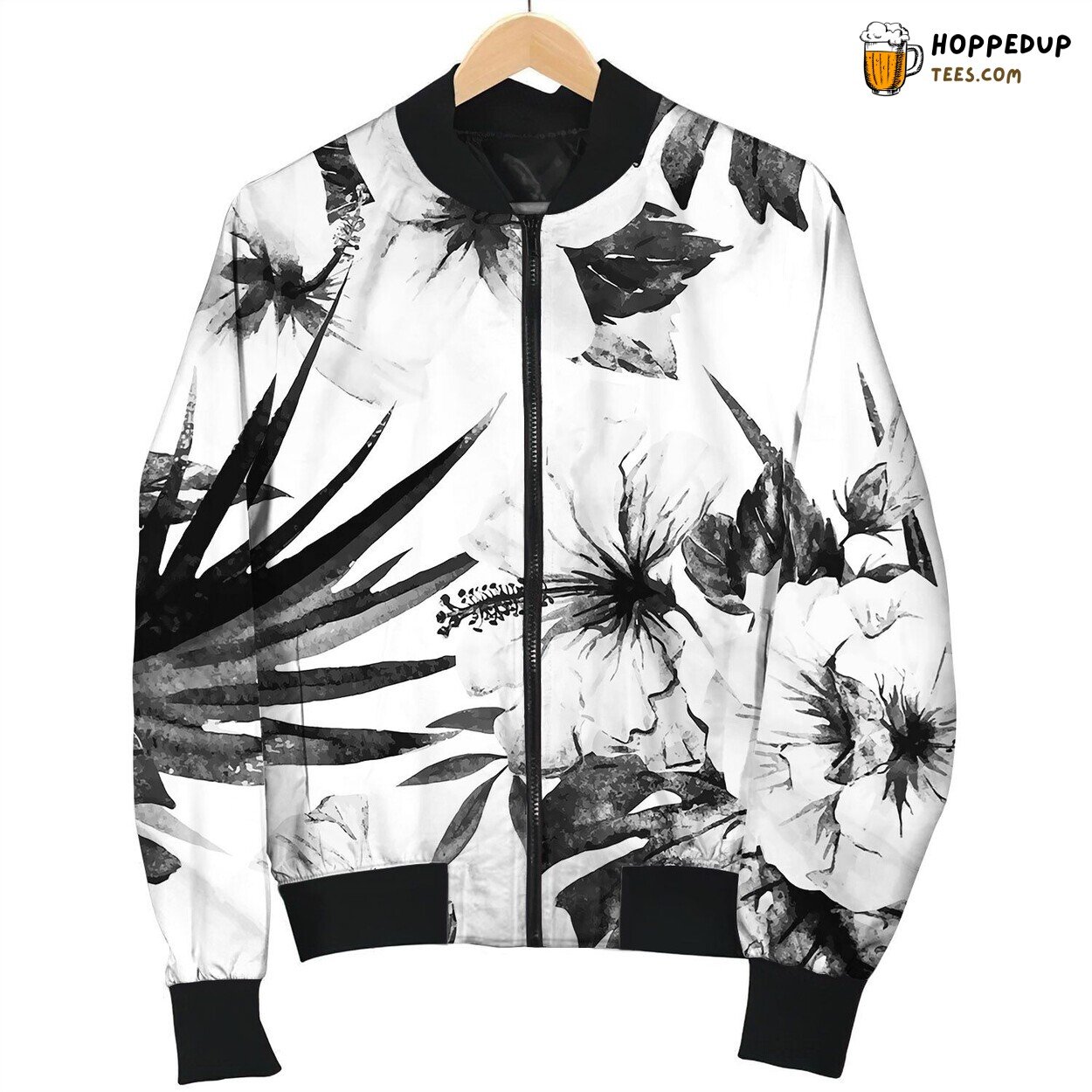 Watercolor Hibiscus Patterns Bomber Jacket