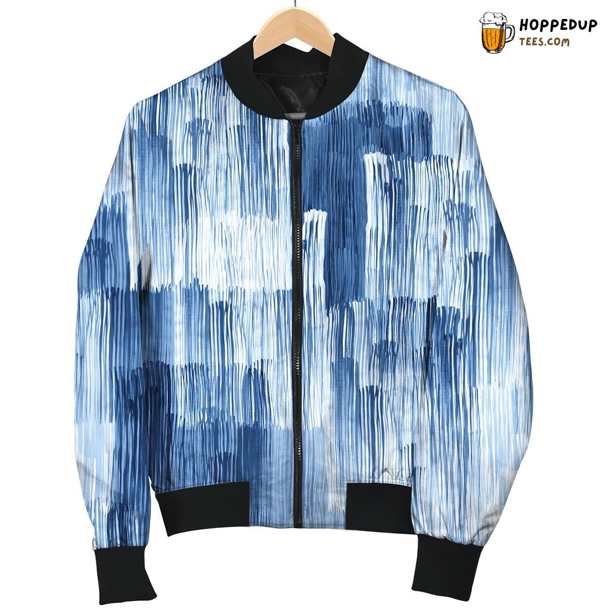 Watercolor Navy Blue Bomber Jacket