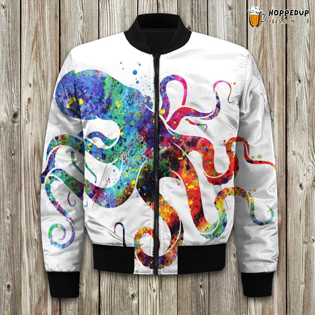 Watercolor Octopus Bomber Jacket