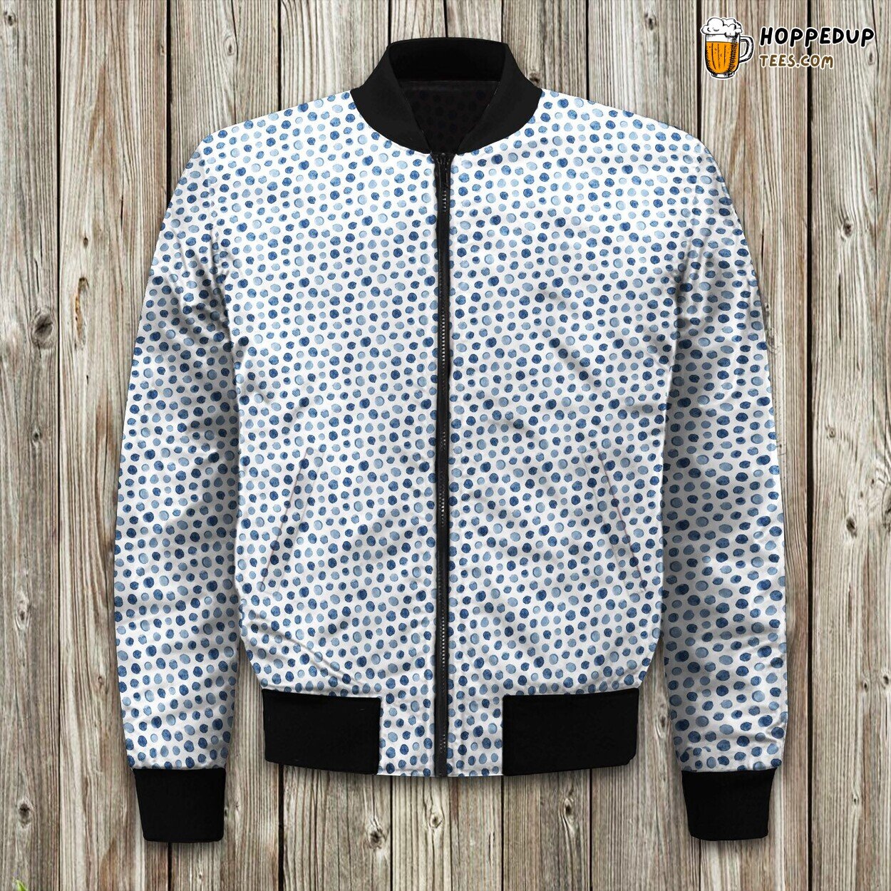 Watercolor Polka Dot Blue Bomber Jacket
