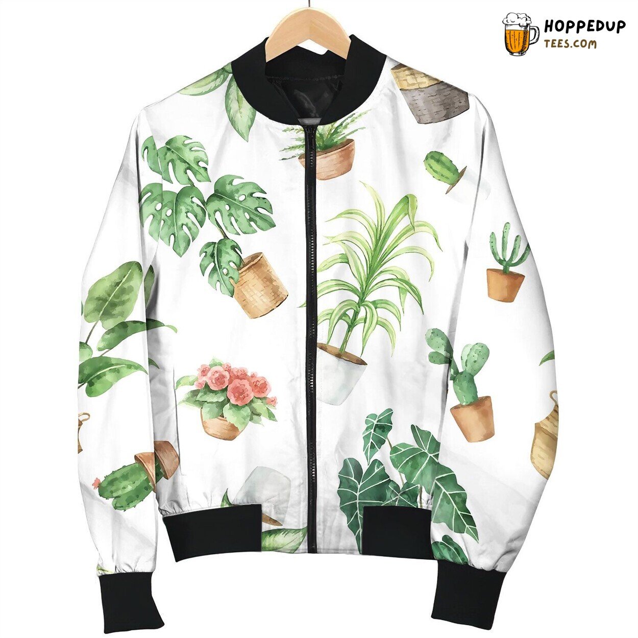Watercolor Seamless Pattern Indoor Green Bomber Jacket