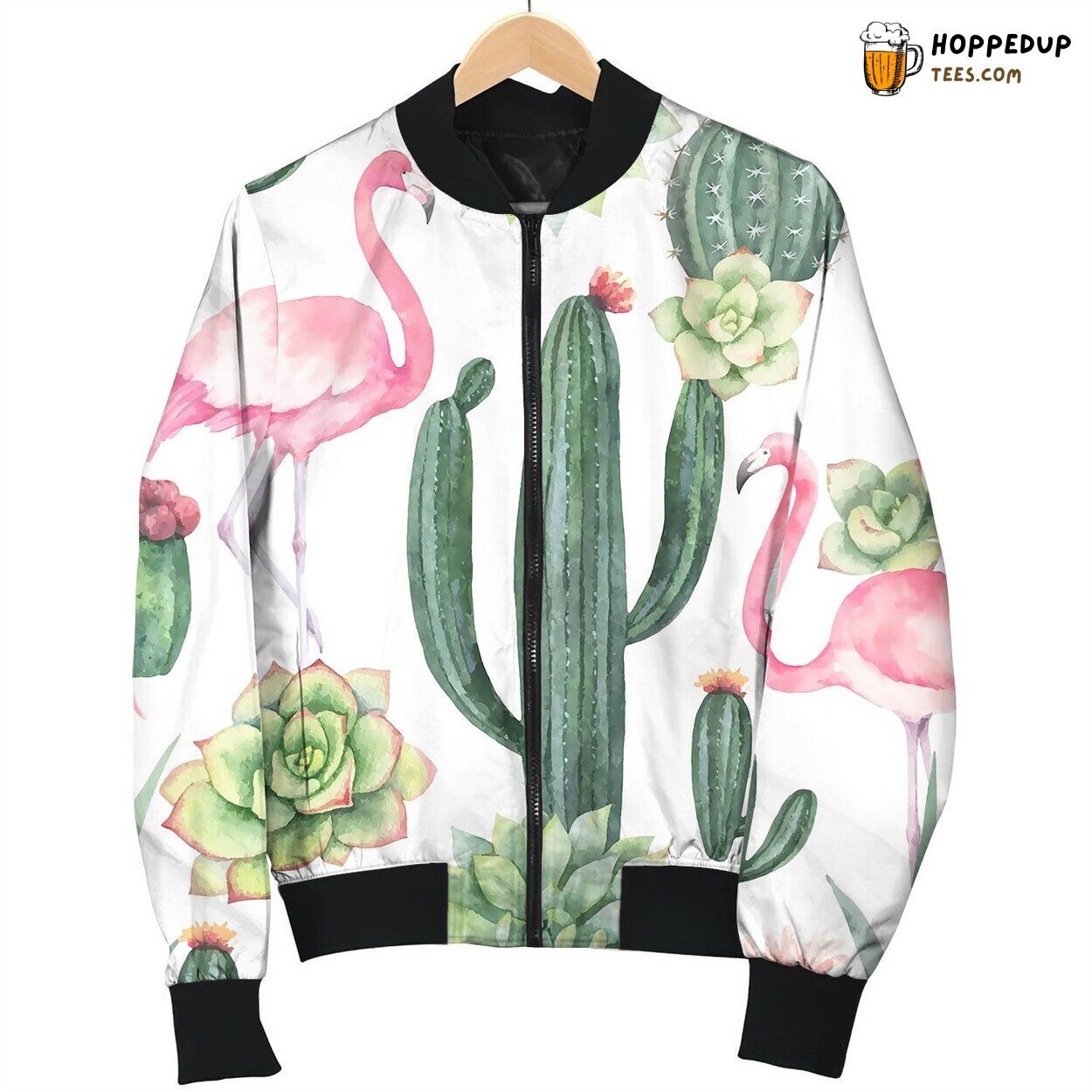 Watercolor Seamless Pattern Of Pink Bomber Jacket