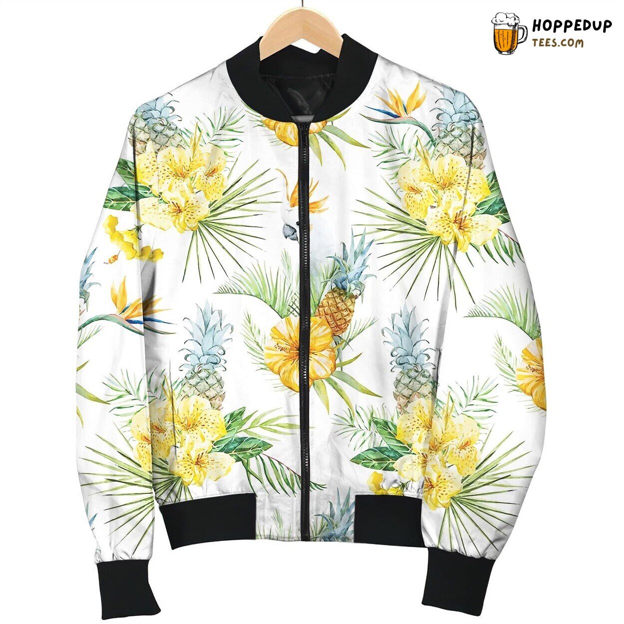 Watercolor Tropical Floral Pattern Love Bomber Jacket