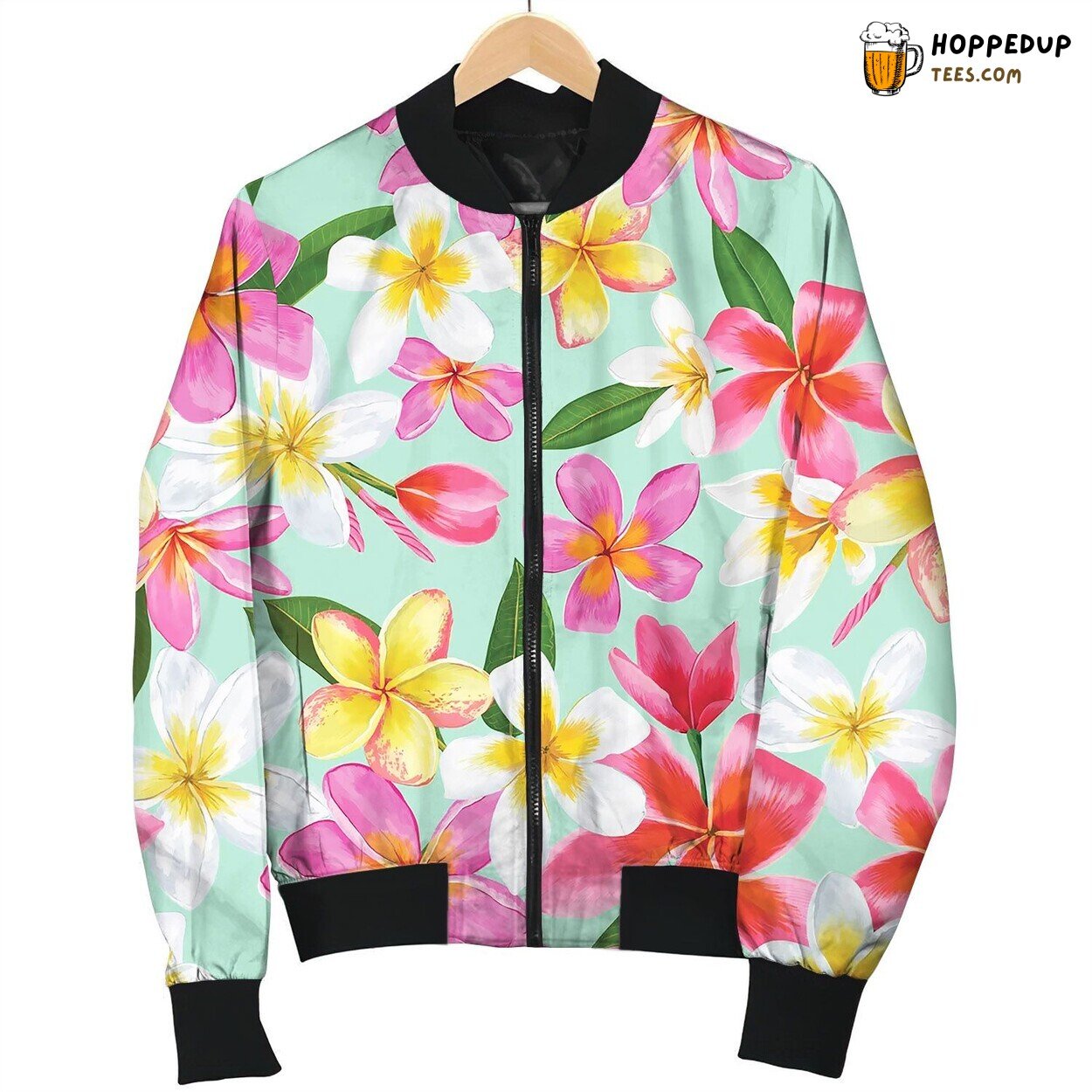 Watercolor Tropical Flowers Seamless Pattern Bomber Jacket