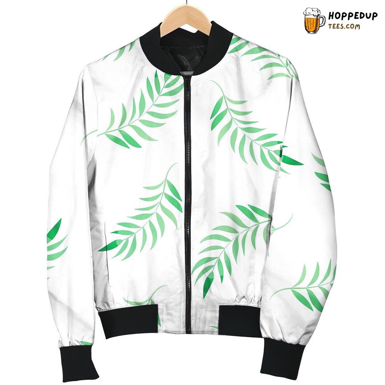 Watercolor Tropical Leaves Floral Color Bomber Jacket