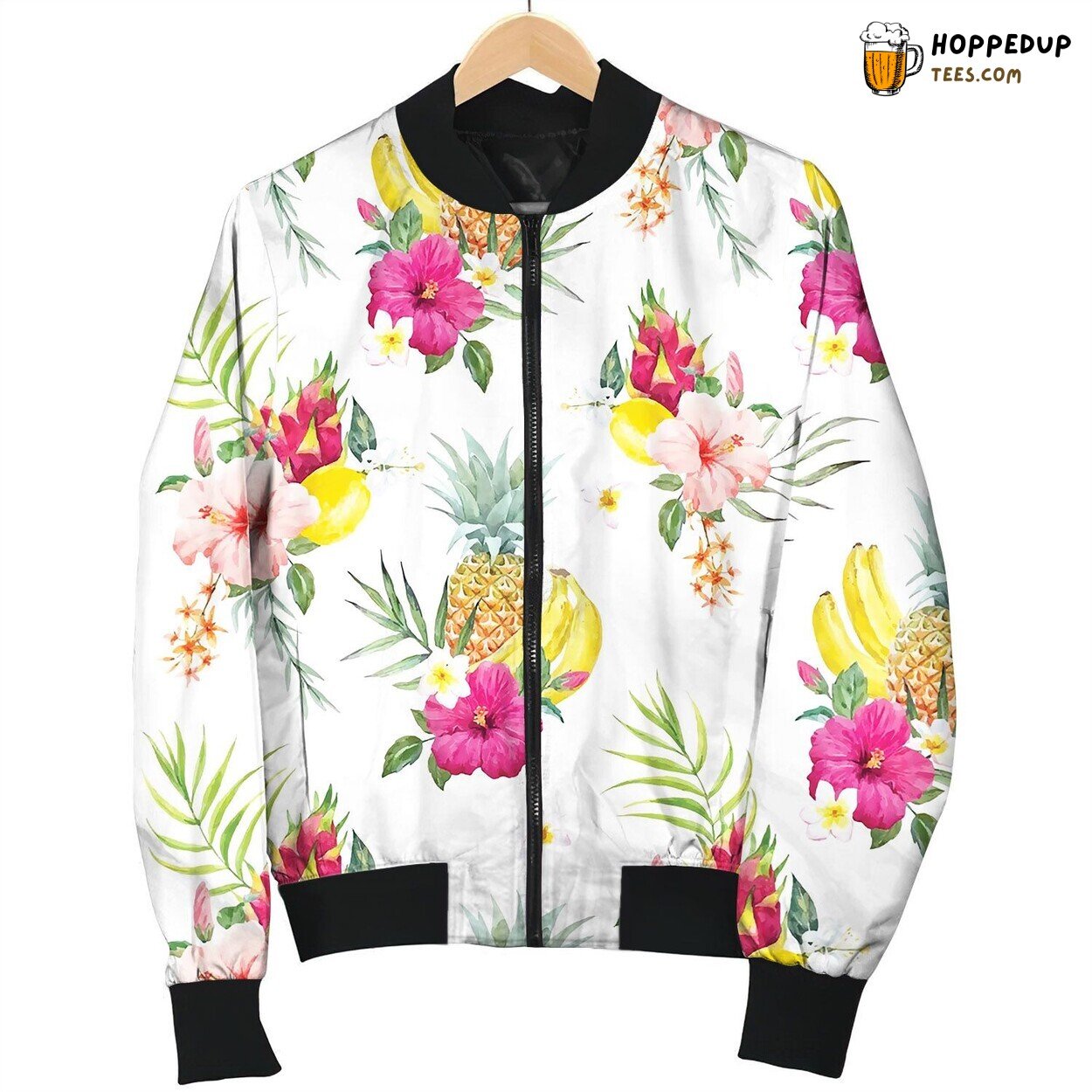 Watercolor Tropical Pattern Love Bomber Jacket