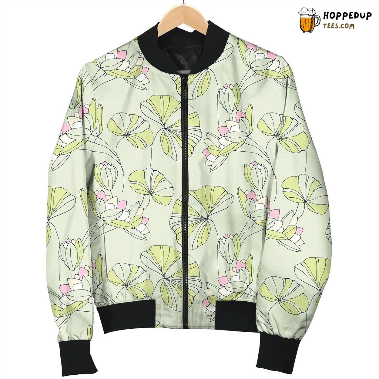 Waterlily Seamless Flower Tropical Pattern Seamless Bomber Jacket