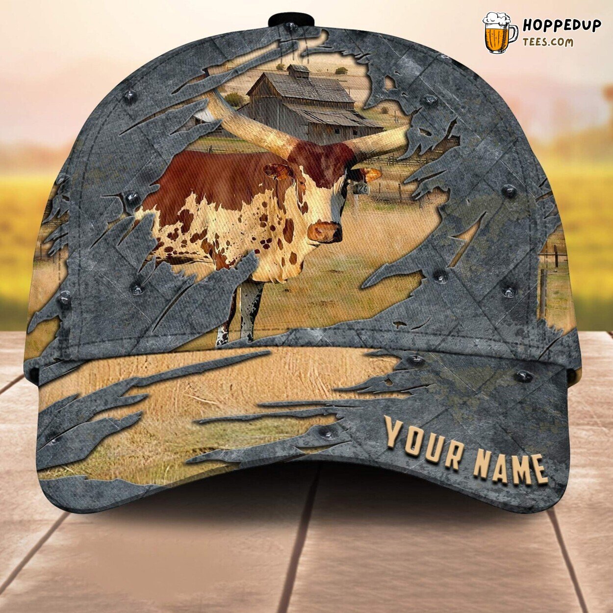 Watusi Name Special 3D Cap Baseball Print Farm Lovers Animal Leather Design