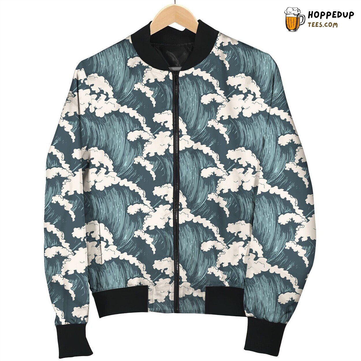 Wave Sea Nature’s Rhythm Winter Bomber Jacket Oceanic Beauty Theme