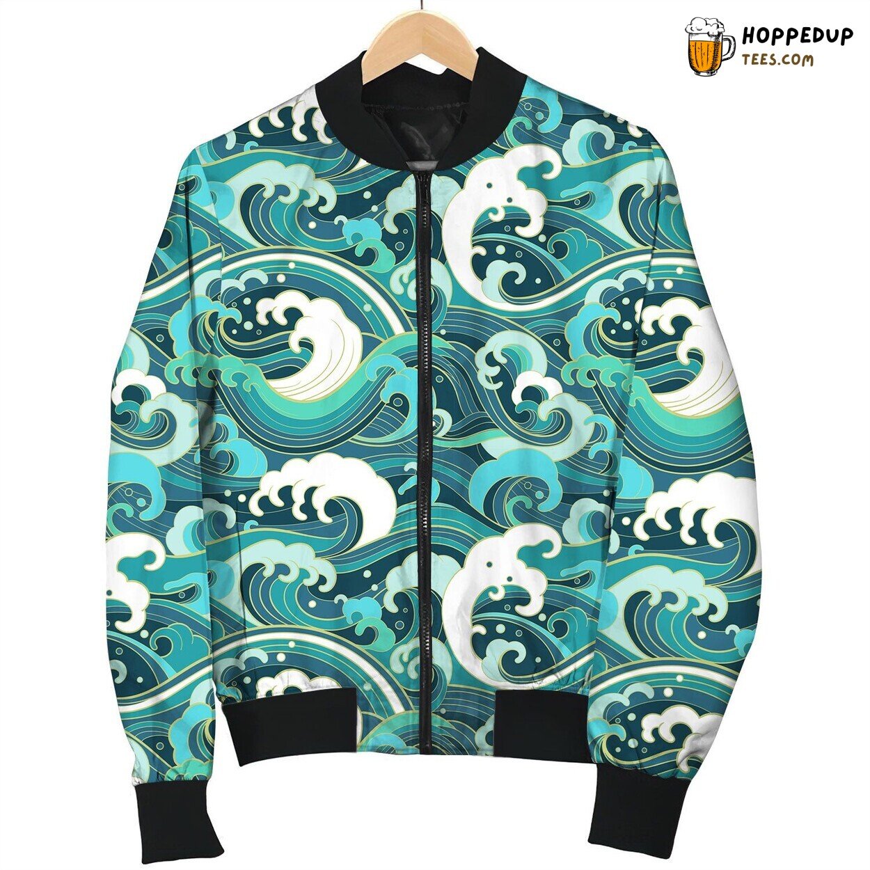 Waves Ocean Aqua Bomber Jacket