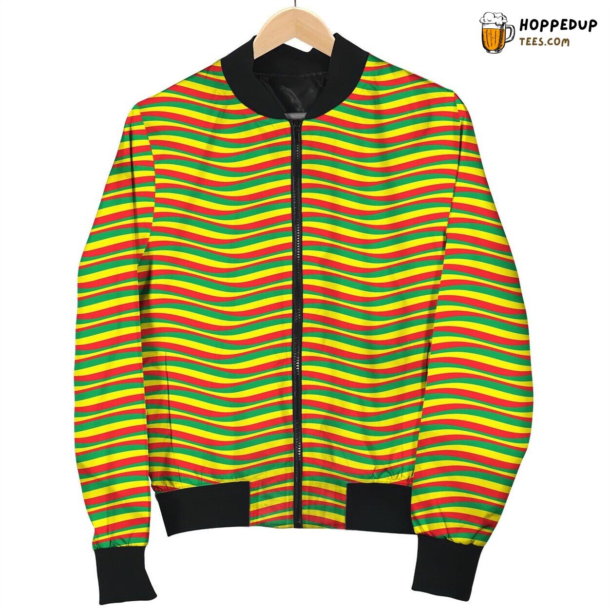 Wavy Rasta Design Winter Bomber Jacket Premium Quality Comfort Finish