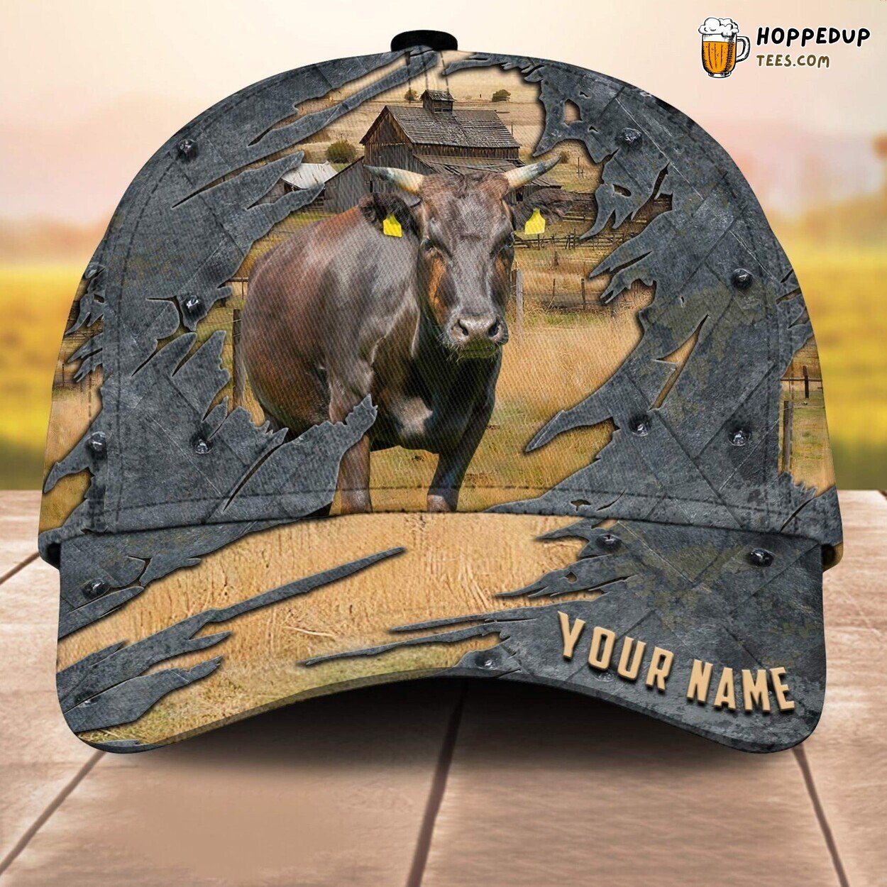 Waygu Name Unique 3D Cap Baseball Print Farm Lovers Animal Leather Pattern