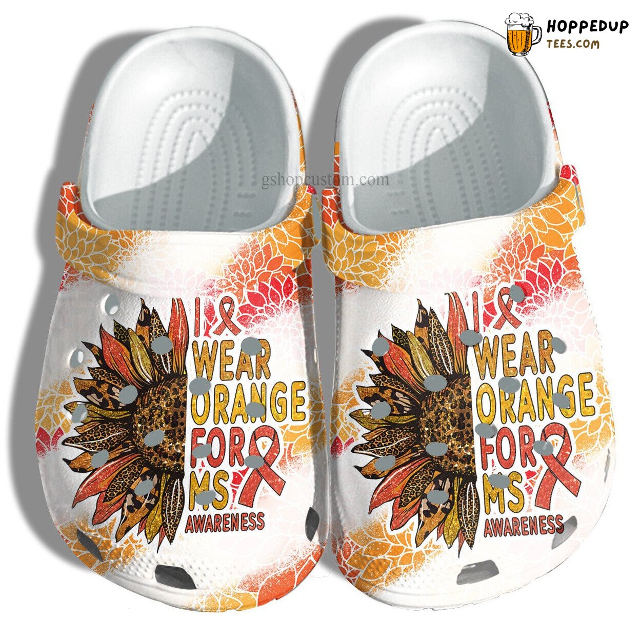 Wear Orange MS Awareness Sunflower Leopard Themed Comfort Clogs