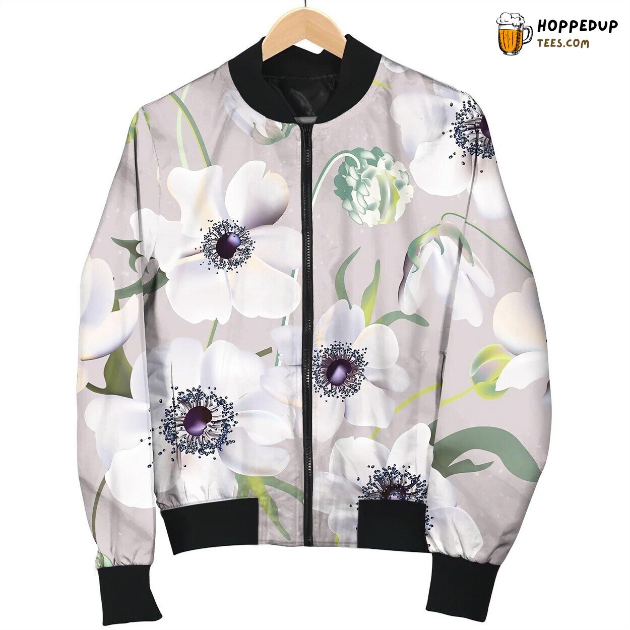 Wedding Anemones Floral Pastel Realistic Bomber Jacket