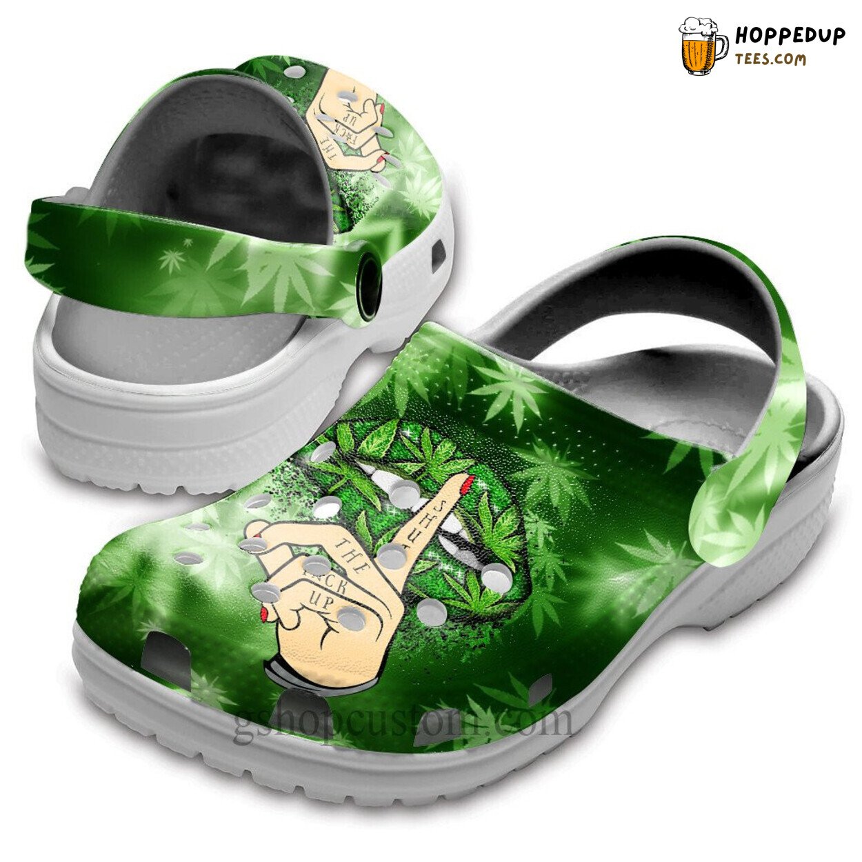 Weed Lip Fun Croc Shoes Women Funny Lipstick Shut Up Hippie Style