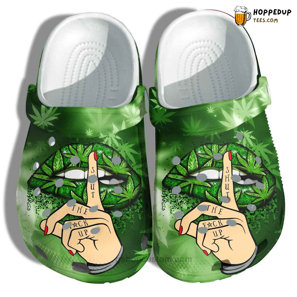 Weed Lip Smoke Croc Shoes Funny Lipstick Weed Shut Up Clogs