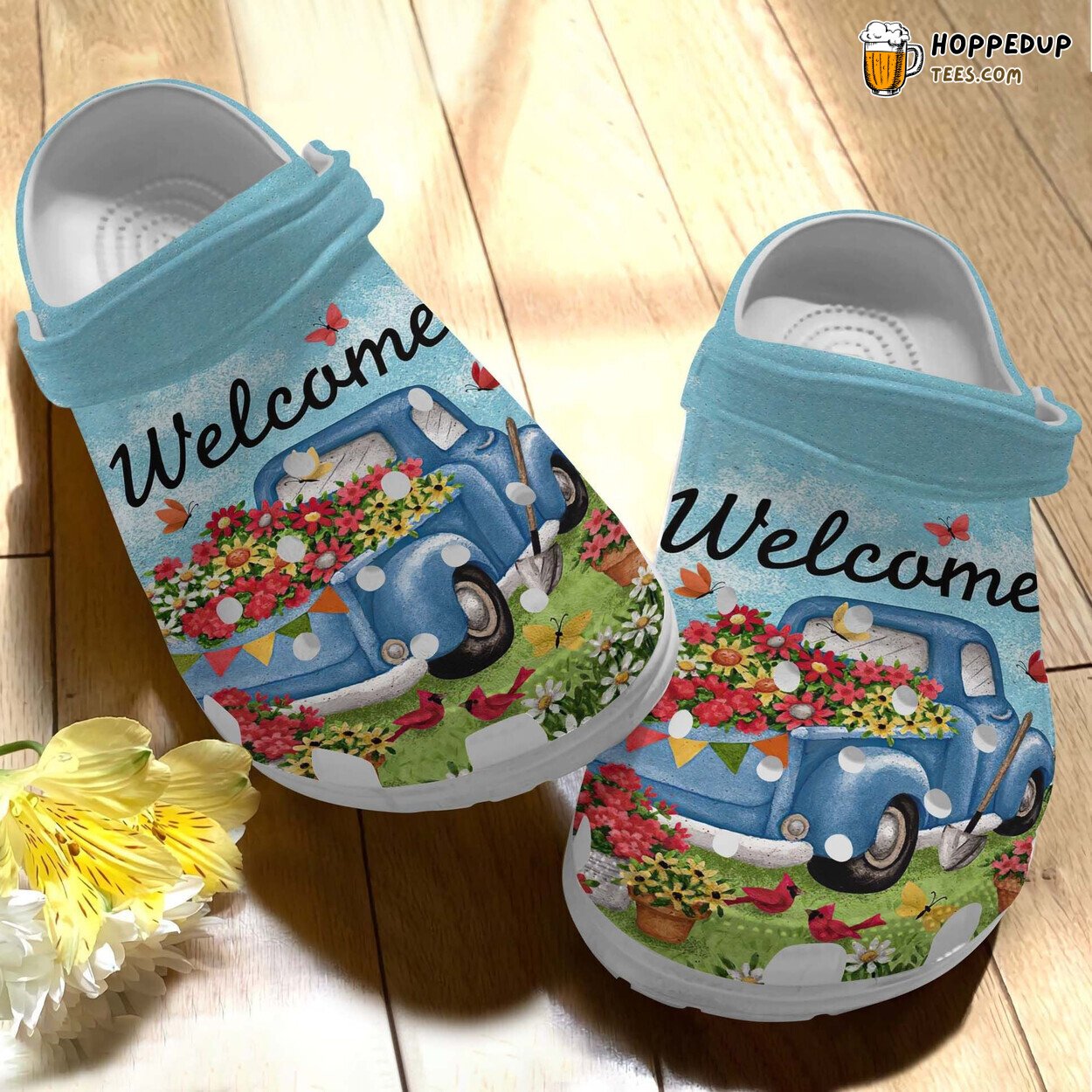 Welcome Camping Bus Shoes Beautiful Flower Car Custom Birthday Gift Idea