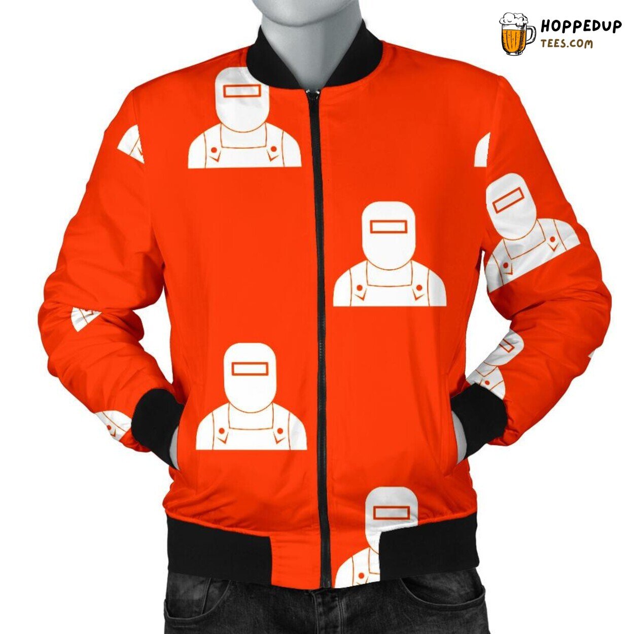 Welder Profession Tribute Men’s Bomber Jacket Unique Work Pattern Design