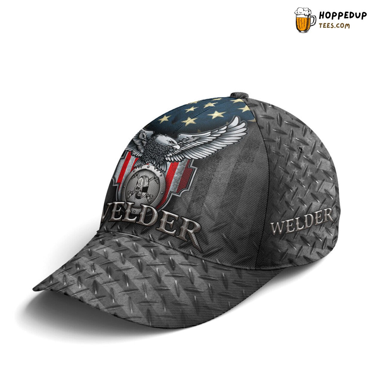 Welder Tribute US Eagle Metallic Unique Statement Design Baseball Cap