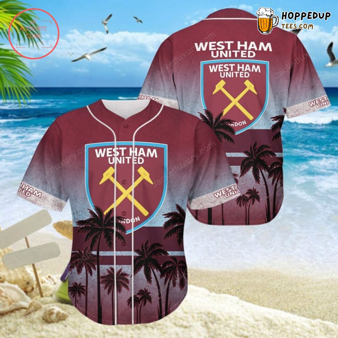West Ham United FC Coconut Tree Beach Baseball Jersey Unisex Shirt