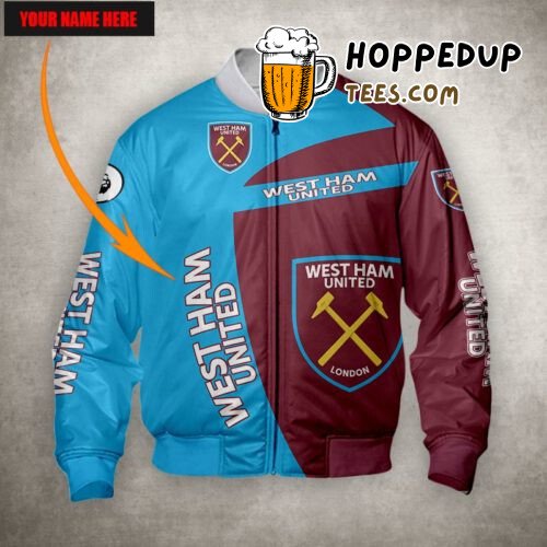West Ham United FC Custom Name Blue Red Bomber Jacket