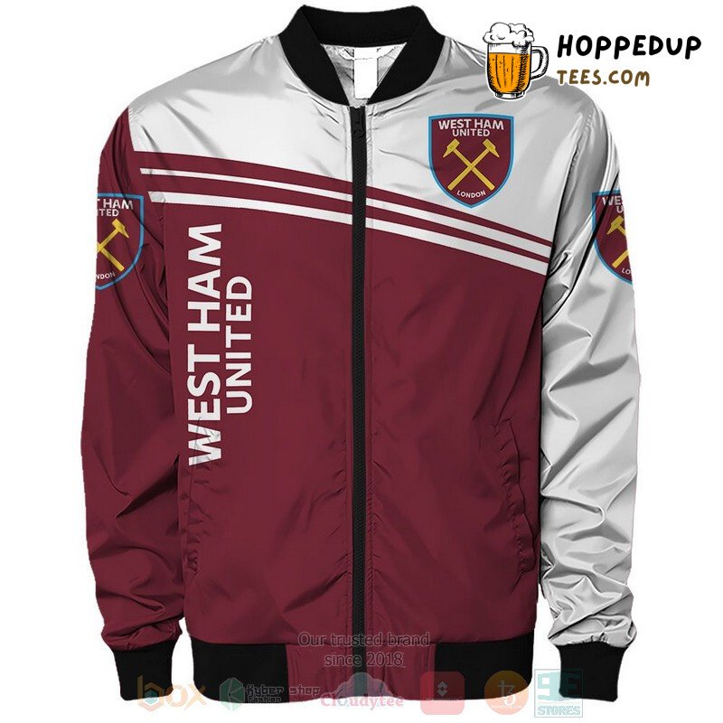 West Ham United FC Traditional Red White Bomber Jacket Fit